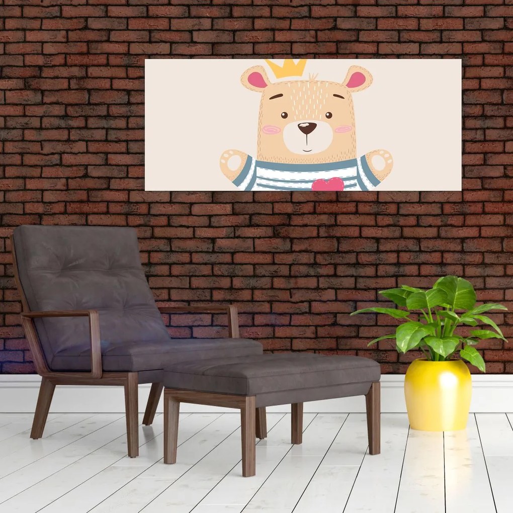 Tablou - Teddy ursuleț cu coroană (120x50 cm)