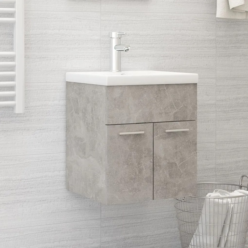 804642 vidaXL Mască de chiuvetă, gri beton, 41x38,5x46 cm, PAL