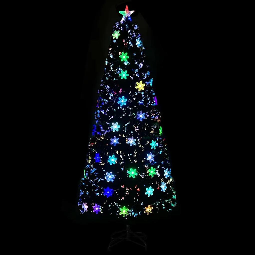 Brad Craciun cu LED fulgi de zapada, negru 210 cm fibra optica 210 x 90 cm, 1