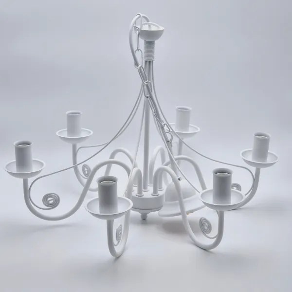 Lustră pe lanț DONATO 6xE14/40W/230V alb