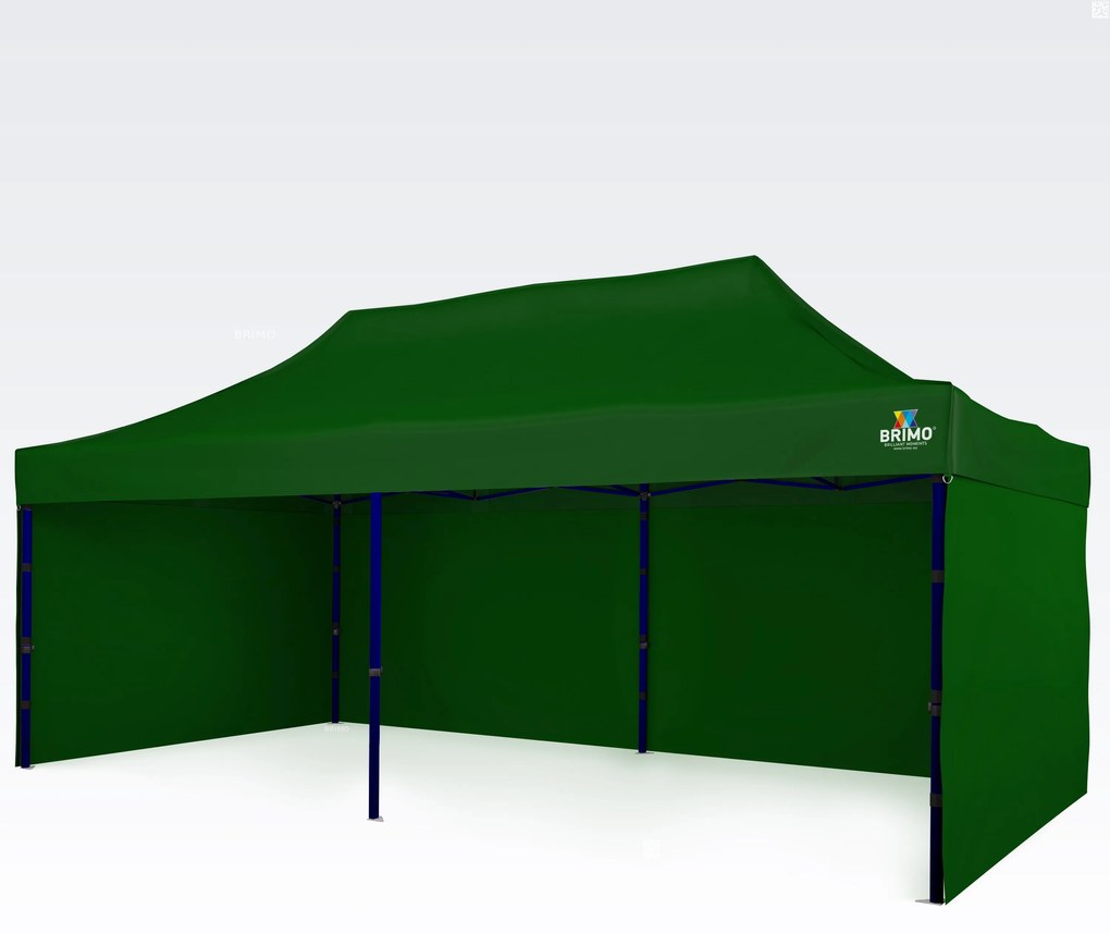 Foișor de grădină 3×6 m – pliabil cu 3 pereți - cu 3 pereți - Verde