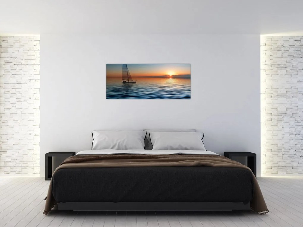 Tablou - Bărci cu vele pe mare (120x50 cm)