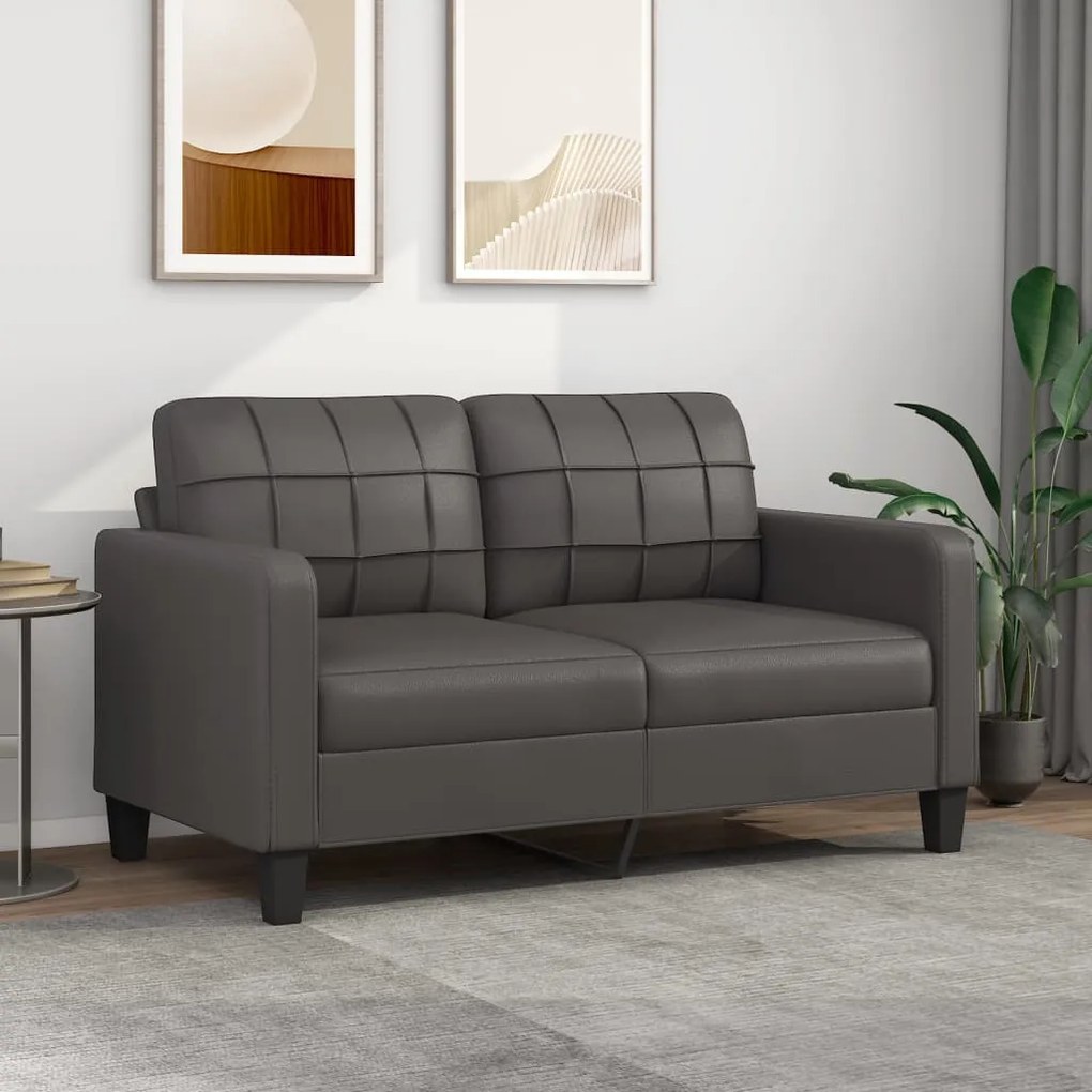 348652 vidaXL Canapea cu 2 locuri, gri, 140 cm, piele ecologică