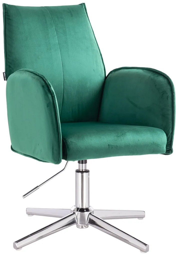 HR280CROSS Scaun Verde din Catifea cu Bază Cromata