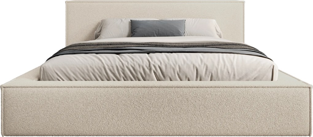 Pat tapițat Nirello 160x200 cu ladă depozitare - boucle bej Quelle 03