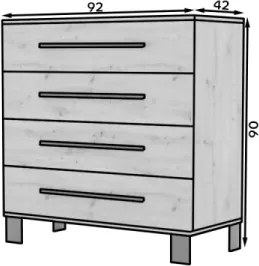 Comoda cu patru sertare, Malen, ADRK Furniture (Culoare: Artisan / Artisan)