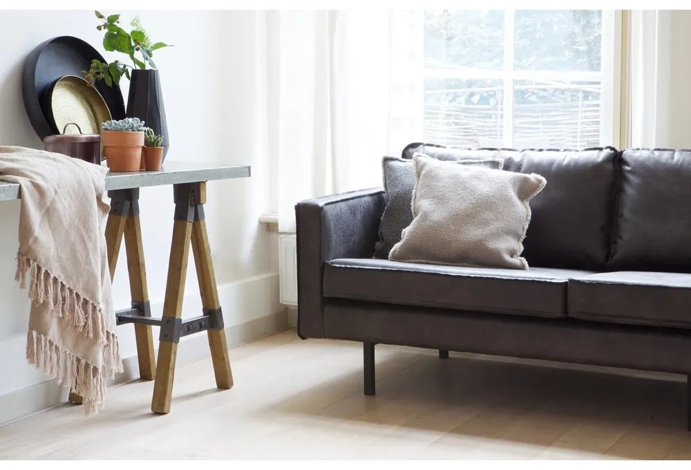 Canapea neagră cu tapițerie din imitație de piele 277 cm Rodeo – WOOOD