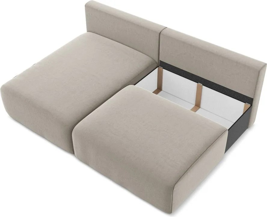 Colțar taupe extensibil/cu spațiu de depozitare cu tapițerie din catifea (cu colț pe partea stângă/cu șezlong) Kalena – Makamii