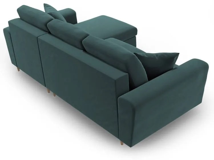 Colțar petrol extensibil, cu spațiu de depozitare cu tapițerie din catifea Kyoto – Cosmopolitan Design