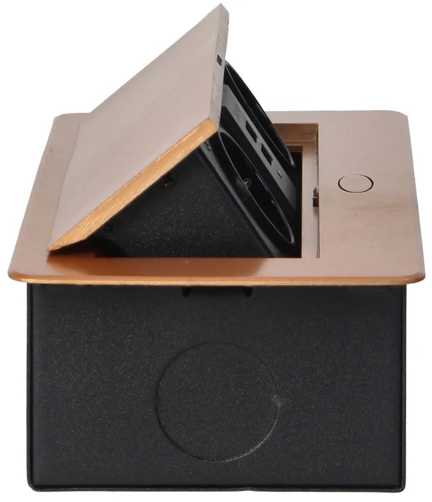 Priza incastrabila dreptunghiulara, 2 prize scuko + 2 USB 5V 2.1A, fara cablu, auriu, Orno