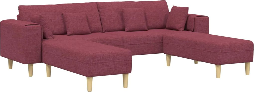 vidaXL Canapea cu pernă 3 pcs Roșu Vin țesătură