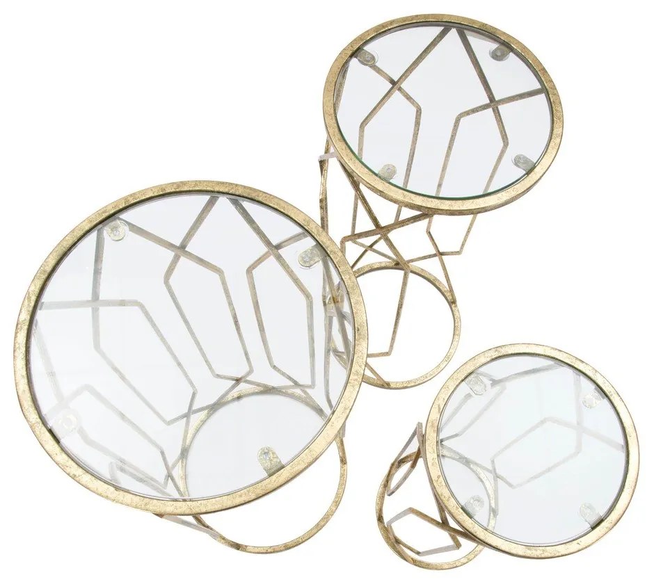 Măsuțe auxiliare rotunde cu blat din sticlă 3 buc. ø 32 cm Tunisi – Mauro Ferretti