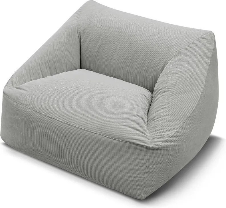 Fotoliu bean bag gri deschis cu tapițerie din catifea reiată Lilibet – Bobochic Paris