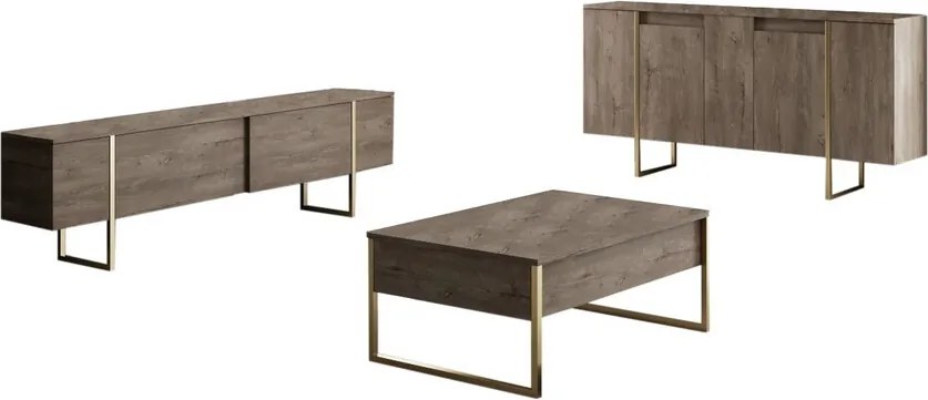 Consola, Hanah Home, Luxe, 160x35x80 cm, Nuc / Aur