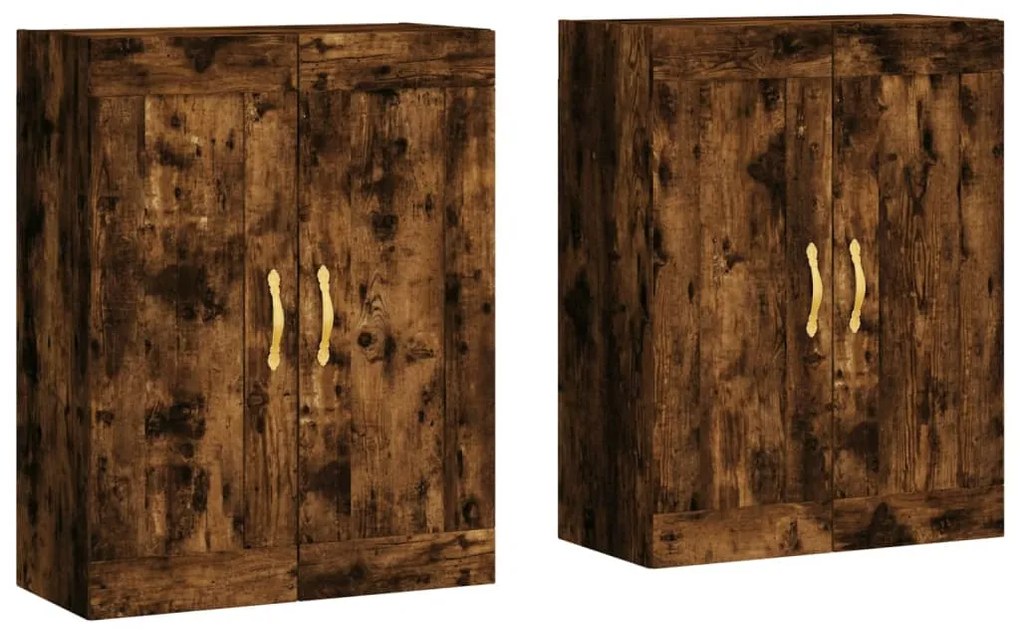 vidaXL Dulapuri de perete, 2 buc., stejar afumat, lemn prelucrat
