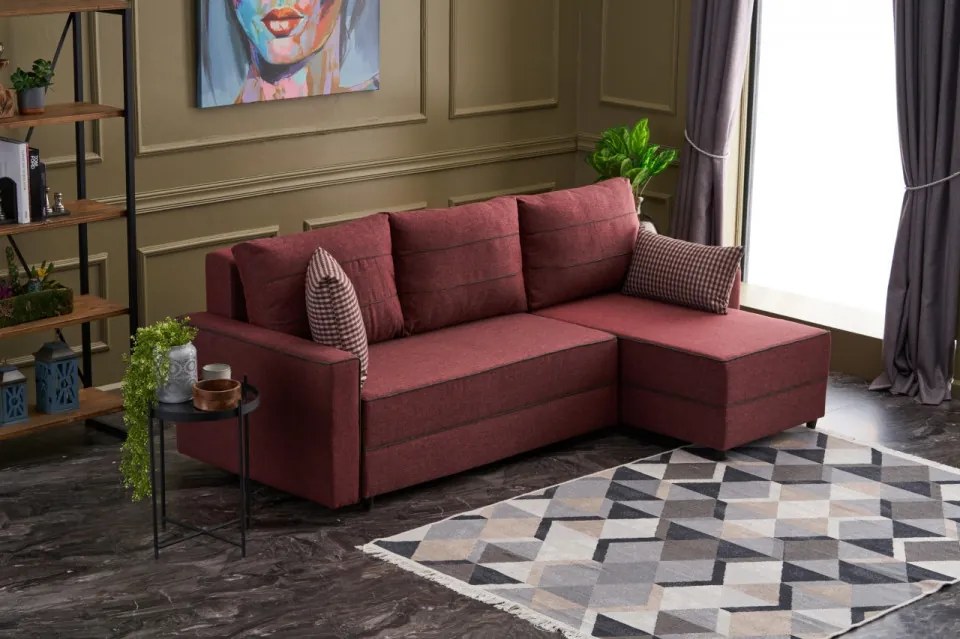 Coltar Extensibil pe Dreapta, Cadru Lemn de Brad, Ece, Bordo