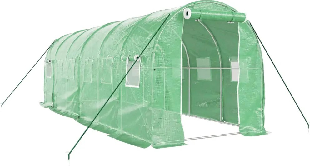 vidaXL Seră cu cadru din oțel, verde, 12 m², 6x2x2 m