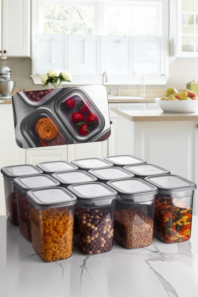 Set cutii de depozitare (12 piese), Hermia, Culoare: Antracit