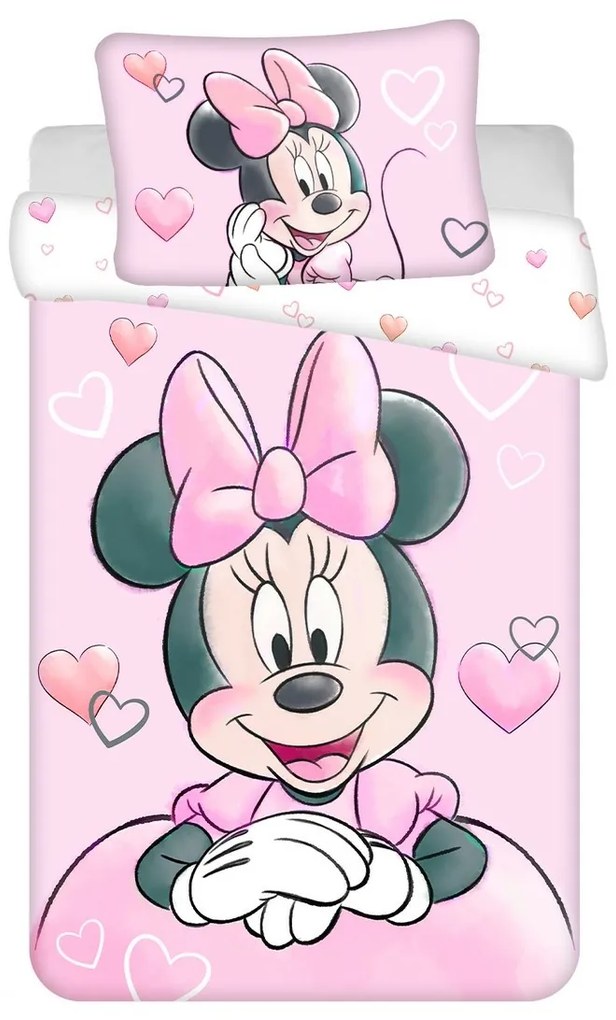 Jerry Fabrics Lenjerie de pat din bumbac pentru copii Minnie Powder pink
