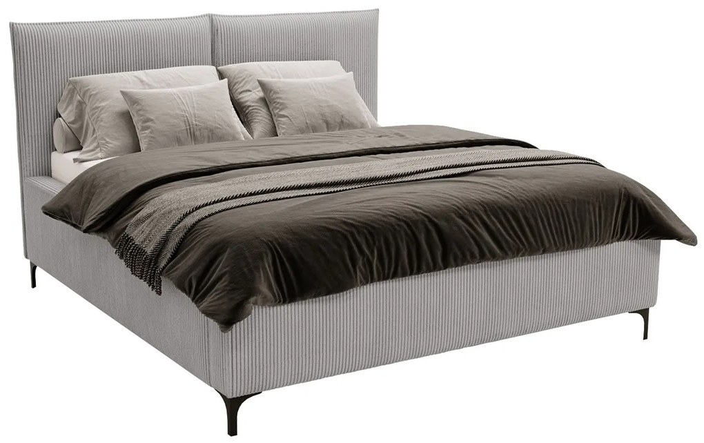 Pat matrimonial 140 cm Camtana (Gri + Negru) (cu somieră) (cu sp. depozitare). Promo -17%. 1104106