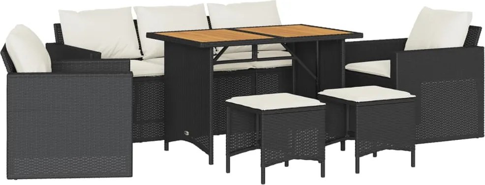 vidaXL Set mobilier de grădină cu perne, 6 piese, negru, poliratan