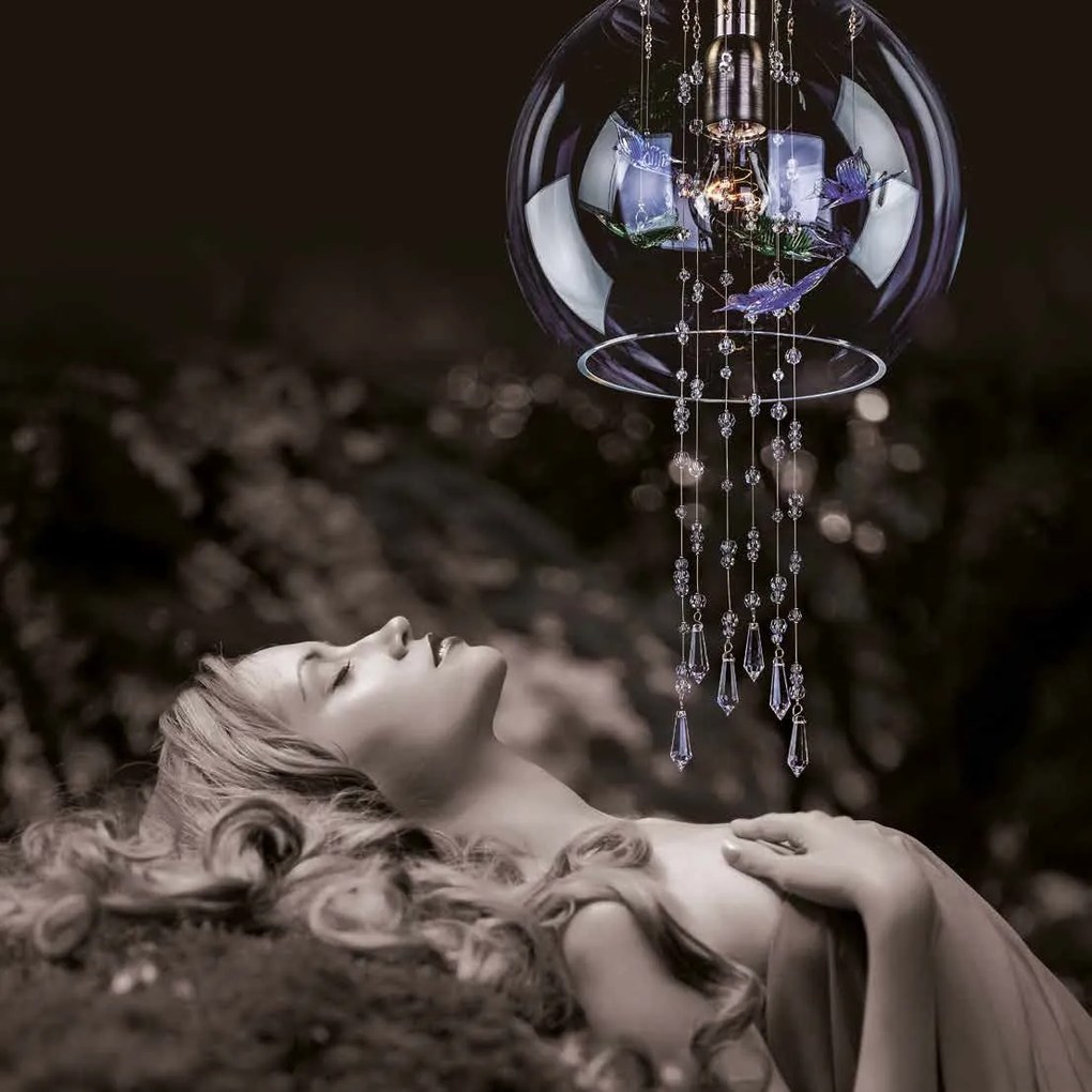Aplica moderna Vision decorata cu fluturi si Cristal Bohemia Exclusive PAPILLON – WL