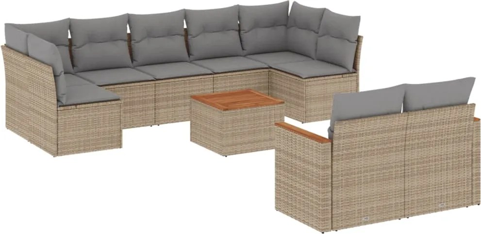 vidaXL Set canapele de grădină cu perne, 10 piese, bej, poliratan