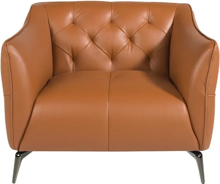 Fotoliu din piele naturala capitonata Cowhide leather brown