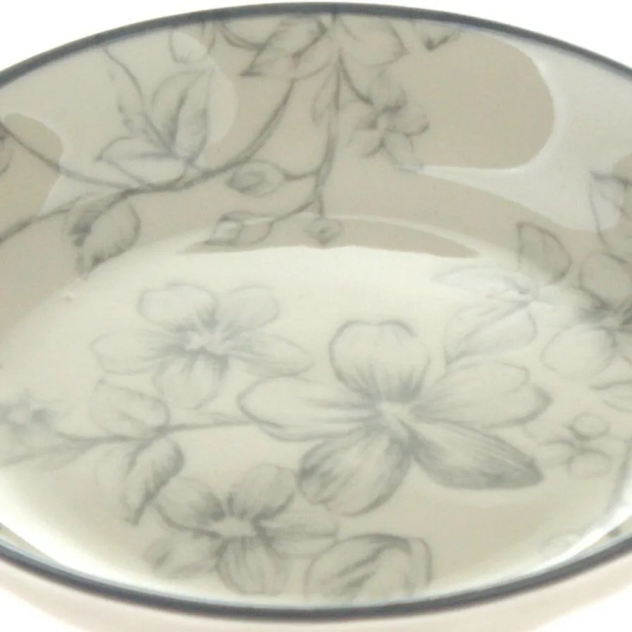 Set de 6 farfurii de desert Flori delicate 10 cm,gri