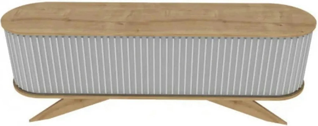 Comoda TV STOR, stejar/alb, PAL melaminat, 180x43x60 cm