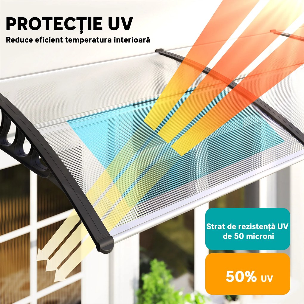 Outsunny Copertina moderna din PP, 200x96x27 cm, negru | Aosom Romania
