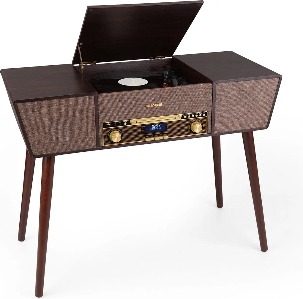 Auna Belle Epoque 1912, gramofon retro, CD, BT, USB, DAB+/FM, maro