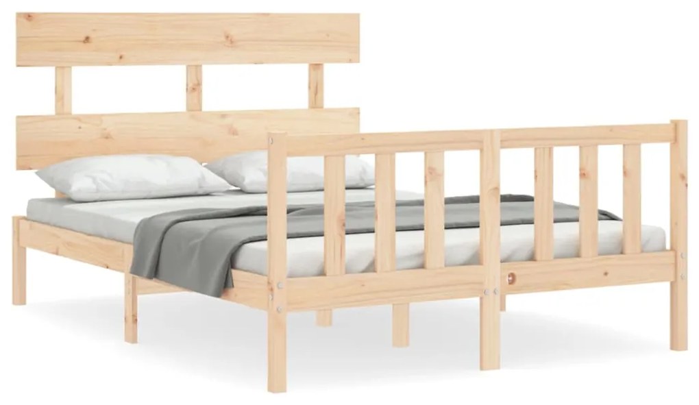 3193251 vidaXL Cadru de pat cu tăblie, 140x190 cm, lemn masiv