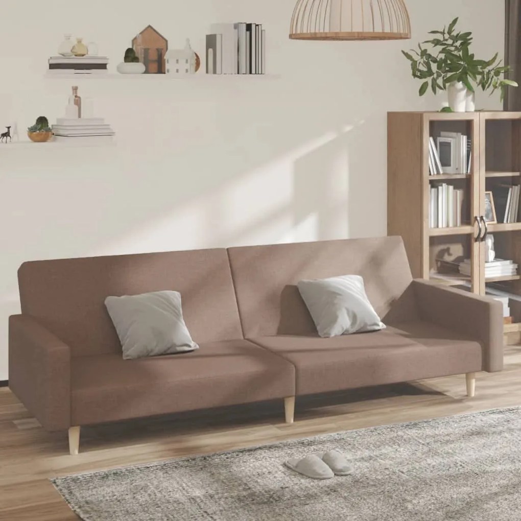 337296 vidaXL Canapea extensibilă cu 2 locuri, gri taupe, textil