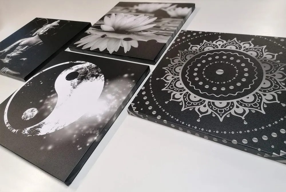 Set tablouri Feng Shui în design alb-negru