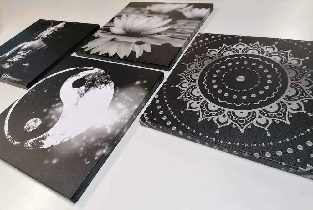 Set tablouri Feng Shui în design alb-negru