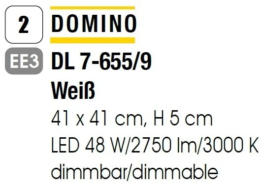 Plafoniera LED dimabila design modern Domino 41x41cm