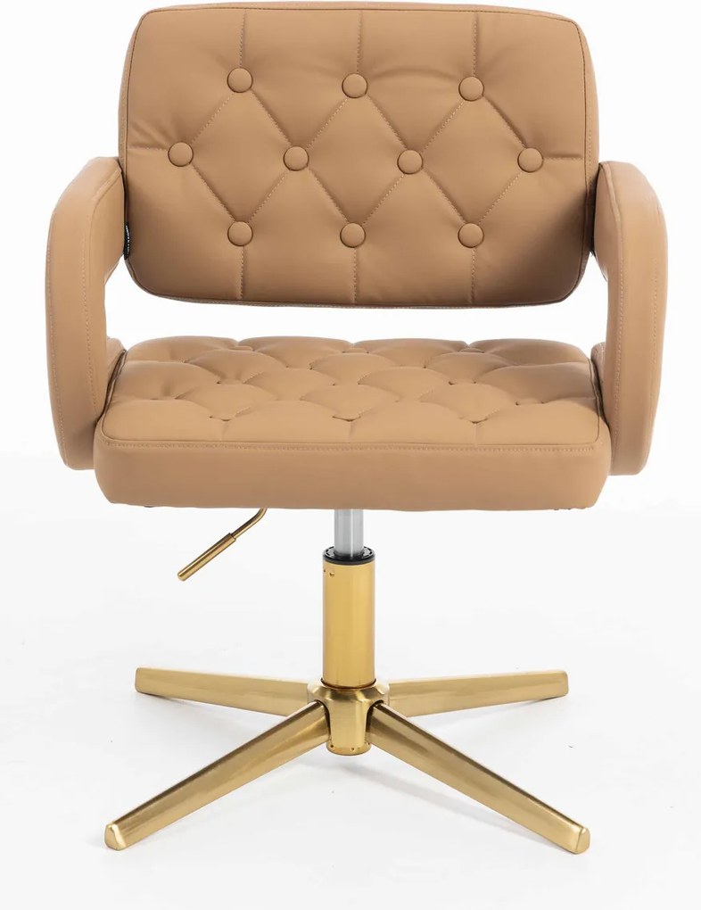 HR8403CROSS Scaun Caramel Piele Ecologica Premium Soft cu Bază Aurie