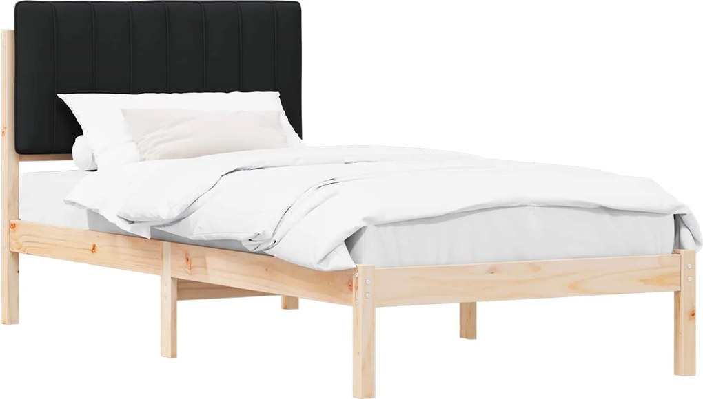 vidaXL Cadru de pat cu tăblie tapițată Negru 90 x 190 cm