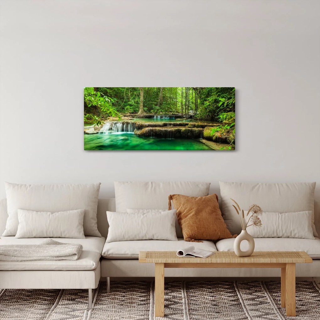 Tablou - Cascada verde (120x50 cm)