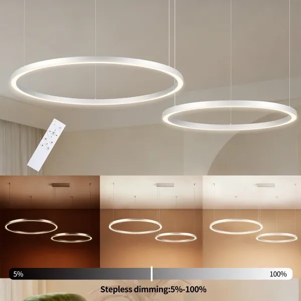 Brilagi - Lustră LED dimabilă suspendată pe cablu PORTOFINO LED/98W/230V argintie + telecomandă