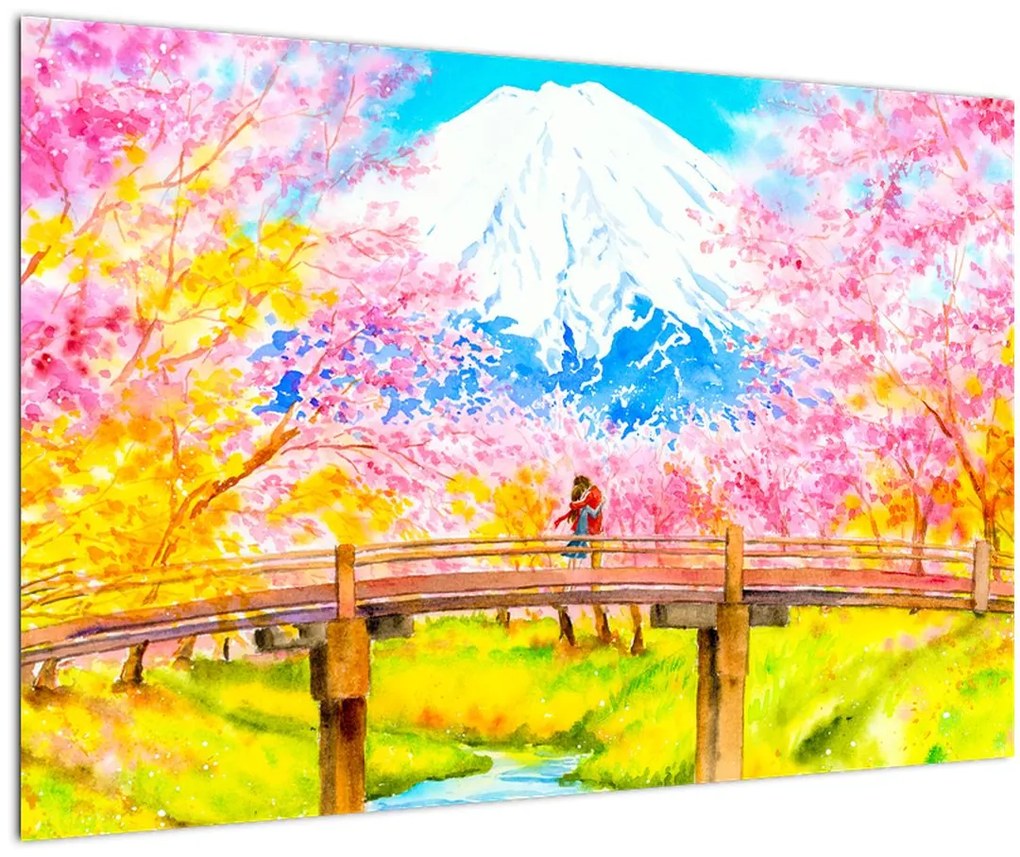 Tablou - Cuplu pictat, acuarelă (90x60 cm)