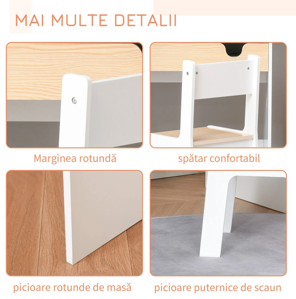 HOMCOM Set Birou și Scaun pentru Copii 6-10 Ani cu Raft și Sertar | Aosom Romania