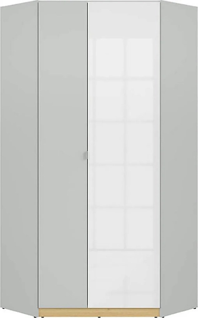 Dulap NANDU, gri deschis/ alb lucios, PAL, cu 2 usi, 93x93x201 cm