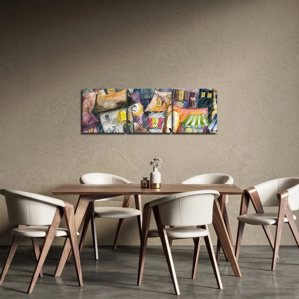 Tablou - Oraș western (cu ceas) (90x30 cm)
