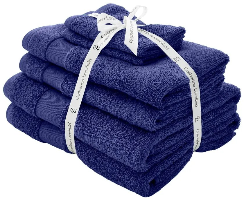 Prosoape de baie albastru-închis 6 buc. din bumbac din frotir Anti-Bacterial – Catherine Lansfield