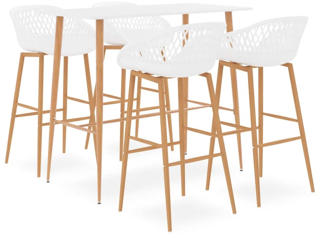 vidaXL Set mobilier de bar, 5 piese, alb