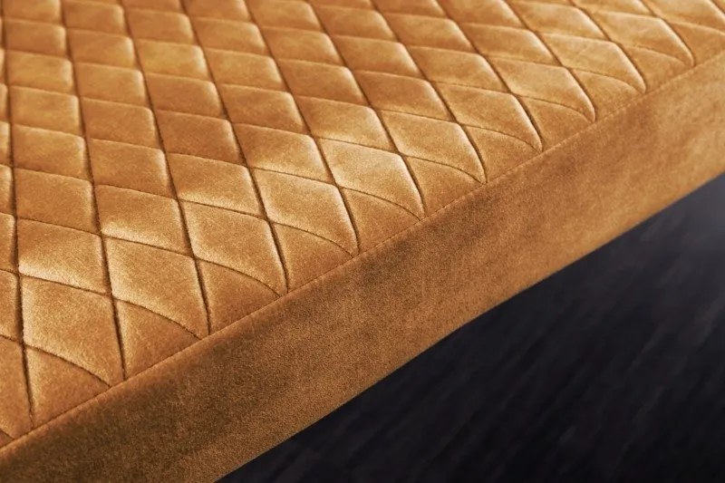 Bancheta tapitata design modern Paris 160cm, galben mustar