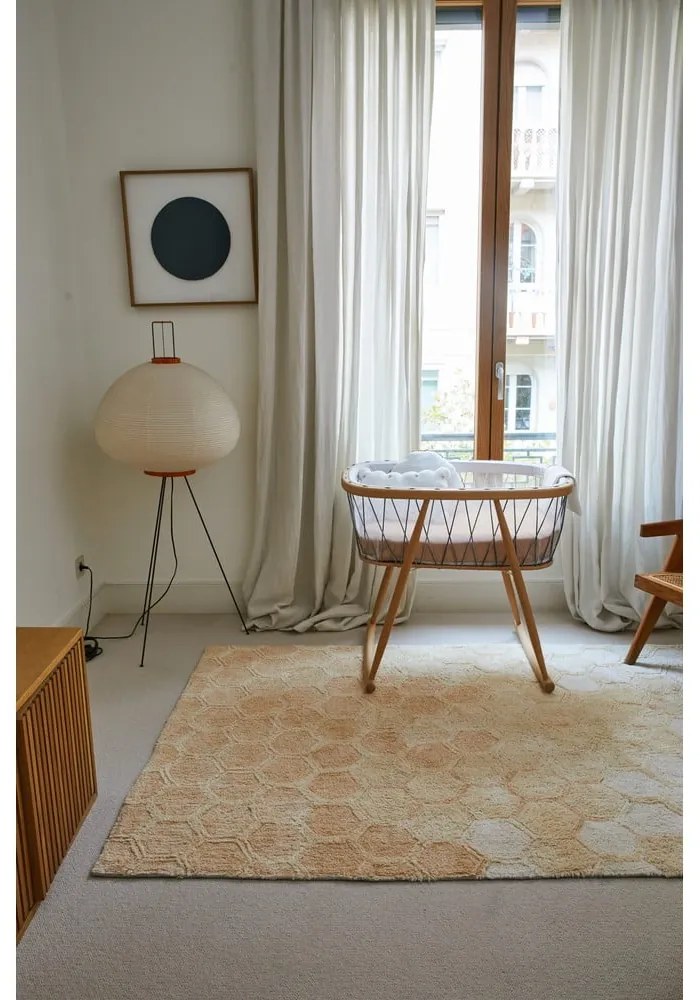 Covor galben ocru lavabil/țesut manual din bumbac 140x200 cm Sweet Honey – Lorena Canals