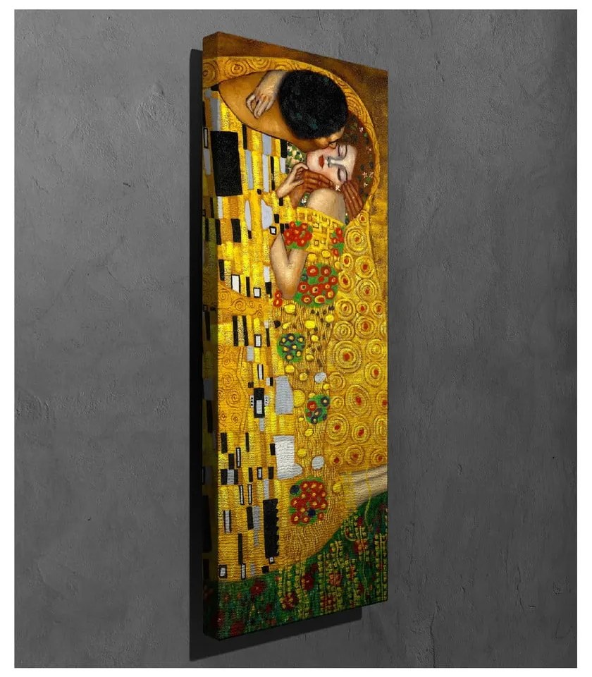 Reproducere tablou pe pânză Gustav Klimt The Kiss, 30 x 80 cm